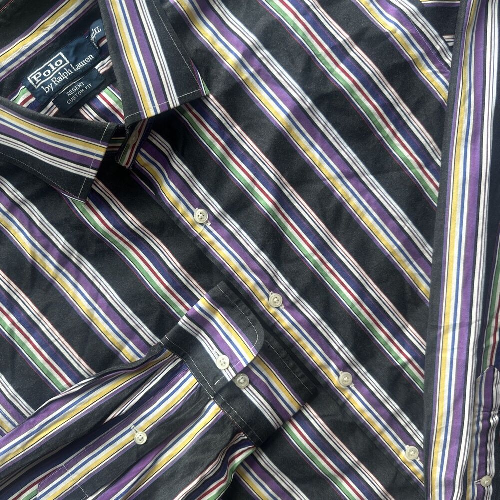 Polo by Ralph Lauren Shirt Mens Multi Stripe Regent Dress Button Up XL 17 1/2